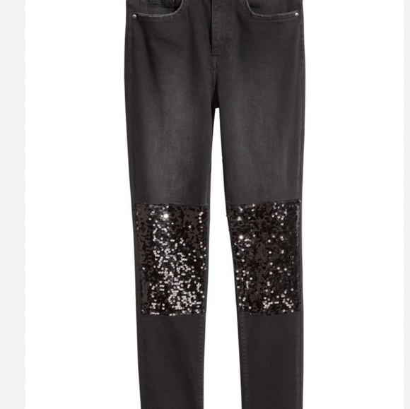 H&M Black Sequin Jeans size 10 - Picture 1 of 8